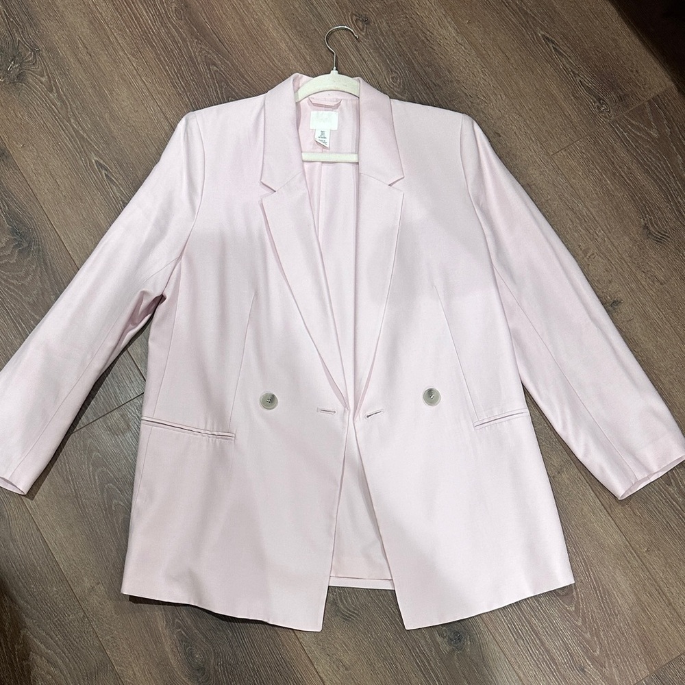 H&M Light Pink Double-Breasted Blazer